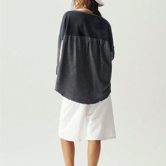 Star patchwork top shirt short sleeve Black and Gray Star Patch Sweater - Picture 4 of 4